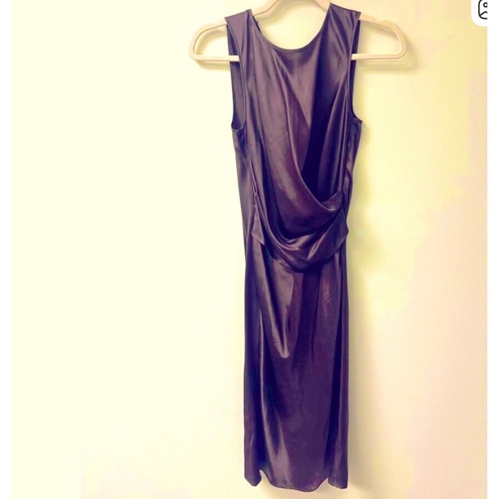 Poleci Silk Stretch Midi Tank Dress Chocolate Brown Minimalist Italian Designer